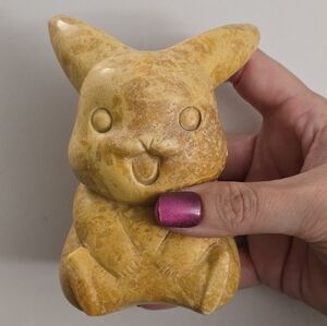 Yellow Jade Pikachu Pokemon Crystal Carving 5 inch tall 1 pound 12oz